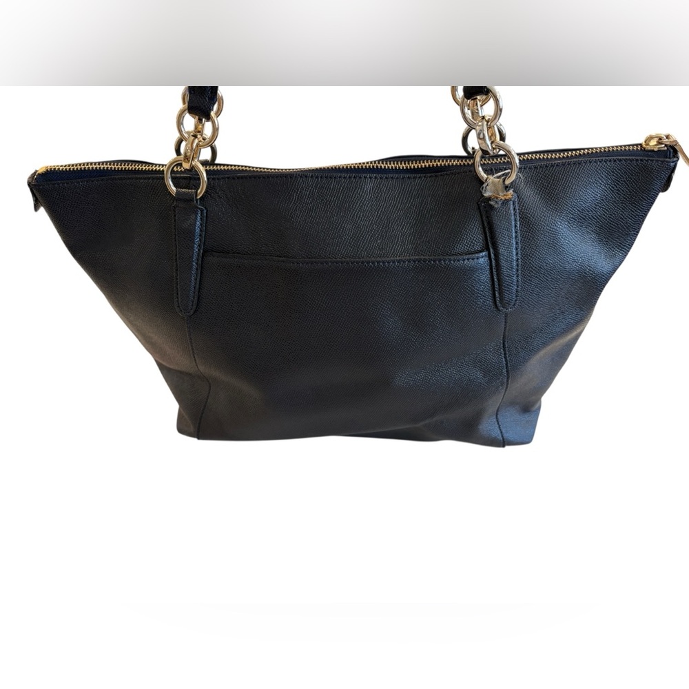 Coach Black Leather Double-Handle Tote - Picture 7 of 16